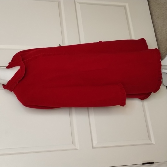 Larry Levine coat wool blend size Large ruby red ruffle front women's - Picture 5 of 13